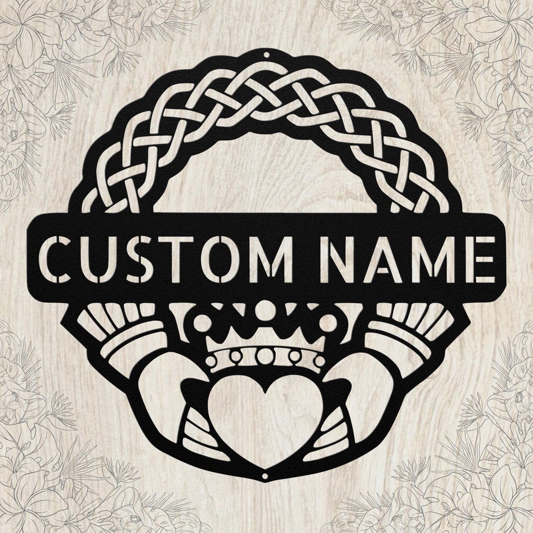 Personalized Claddagh Crest Metal Art Sign: Custom Irish Wall Decor ...