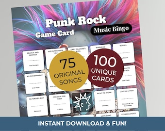 Punk Rock MUSIC BINGO | 100 Cards • 75 Songs • Spotify Playlist (Instant Download)