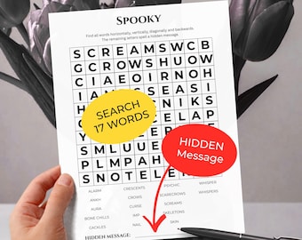 SPOOKY Word Search • Discover Hidden Message • Forward & Backward(!) Reading • Trivia Game • Printable Puzzle (Download)