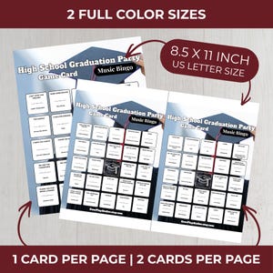 HIGH SCHOOL GRADUATION Party Music Bingo Game • 100 Printable Cards • 75 Songs • Spotify Playlist image 6