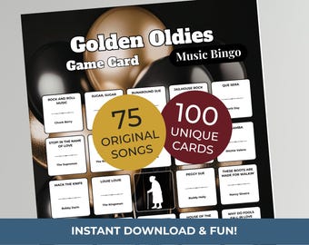 Golden Oldies MUSIC BINGO Game • 50s 60s • 100 Cards • 75 Songs • Spotify Playlist (Download)