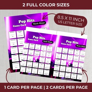 Pop Music Bingo Game | 100 Cards • 75 Songs • Spotify Playlist (Instant Download) image 6