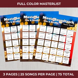 MOVIES SOUNDTRACK Music Bingo Game • 100 Printable Cards • 75 Songs • Spotify Playlist (Digital Download) bild 13