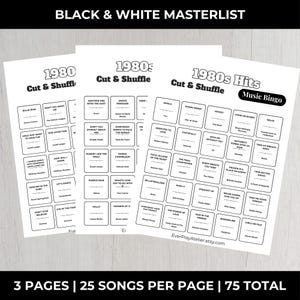 80s Music Bingo Game | 100 Printable Cards | 75 Songs & Spotify Playlist | Digital Products Download imagen 14