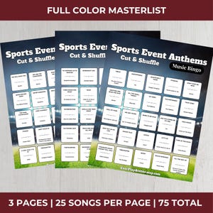 Sport Anthems MUSIC BINGO Party Game | 100 Printable Cards + 75 Songs & Spotify Playlist (Download) afbeelding 13