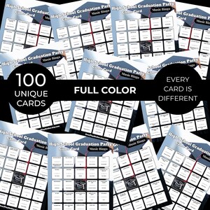 HIGH SCHOOL GRADUATION Party Music Bingo Game • 100 Printable Cards • 75 Songs • Spotify Playlist image 3