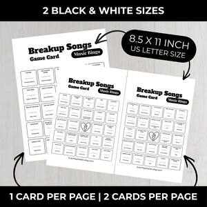BREAKUP Music Bingo Game • 100 Printable Cards • 75 Songs • Spotify Playlist (included!) • Digital Download image 7