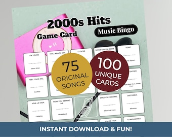 2000s Music Bingo Game | 100 Printable Cards • 75 Songs • Spotify Playlist (Digital Download)