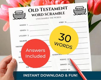 OLD TESTAMENT Word Scramble • Bible Trivia • Church Game • Group Presentation Quiz (included!) • 30 words