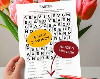 EASTER Word Search • Discover Hidden Message • Forward & Backward(!) Reading • Trivia Game • Printable Puzzle (Download)
