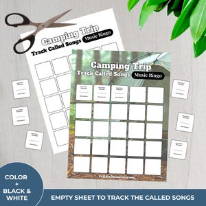 Camping MUSIC BINGO Party Game | 100 Printable Cards + 75 Songs & Spotify Playlist (Digital Download) imagen 15