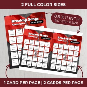 BREAKUP Music Bingo Game • 100 Printable Cards • 75 Songs • Spotify Playlist (included!) • Digital Download image 6