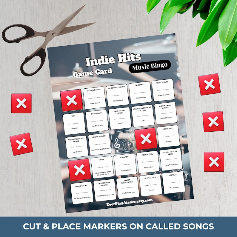 Indie Music Bingo Game | 100 Printable Cards + 75 Independent Songs & Spotify Playlist (Digital Download) image 10