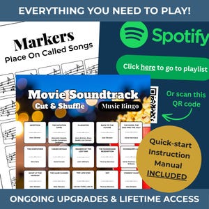 MOVIES SOUNDTRACK Music Bingo Game • 100 Printable Cards • 75 Songs • Spotify Playlist (Digital Download) bild 2