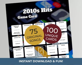 2010s Music Bingo Game | 100 Printable Cards | 75 Songs & Spotify Playlist | Digital Products Download