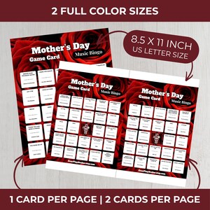 Mother's Day MUSIC BINGO Game • 75 Songs • Spotify Playlist • 100 Printable Cards (Digital Download) image 6