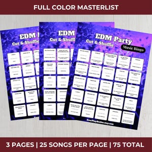 Electronic Dance MUSIC BINGO Party Game | 100 Printable Cards + 75 EDM Songs & Spotify Playlist afbeelding 13