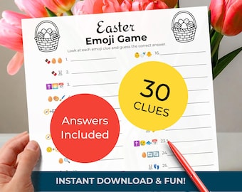 EASTER Emoji Game & Group Presentation Trivia Quiz (2-in-1!) • 30 Pictionairy Clues • Printable Puzzle
