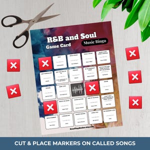 R&B + Soul • MUSIC BINGO Game • 100 Printable Cards • 75 Songs • Spotify Playlist (Digital Download) image 10