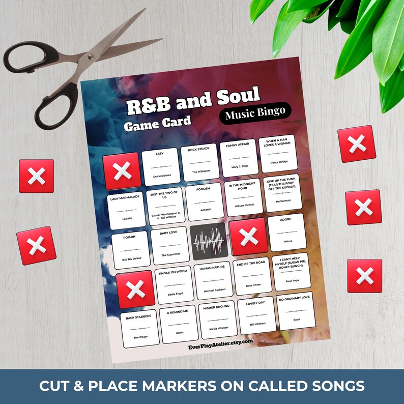 R&B + Soul • MUSIC BINGO Game • 100 Printable Cards • 75 Songs • Spotify Playlist (Digital Download) image 10