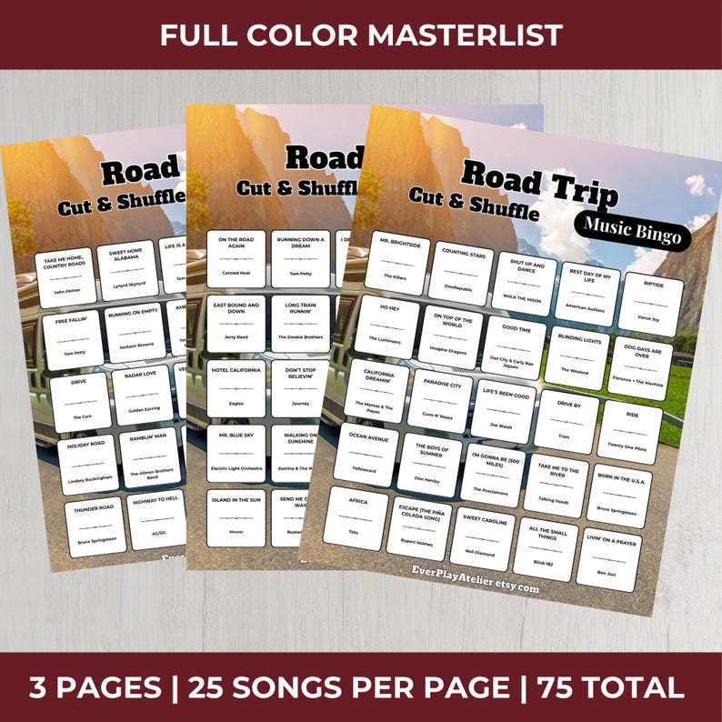 Road Trip MUSIC BINGO Game | 100 Printable Cards + 75 Songs & Spotify Playlist (Digital Products) image 13