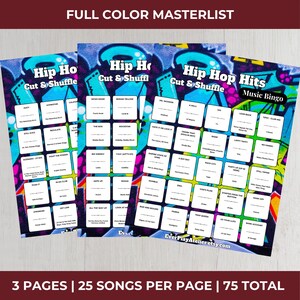 Hip Hop Music Bingo Game | 100 Cards • 75 Songs • Spotify Playlist (Instant Download) image 13