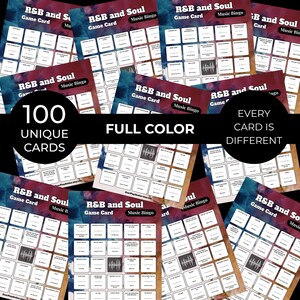 R&B + Soul • MUSIC BINGO Game • 100 Printable Cards • 75 Songs • Spotify Playlist (Digital Download) image 3