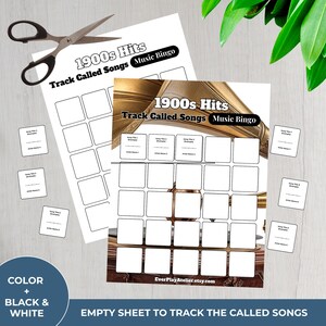 1900s MUSIC BINGO | 100 Printable Game Cards • 75 Songs • Spotify Playlist • Digital Download 画像 15