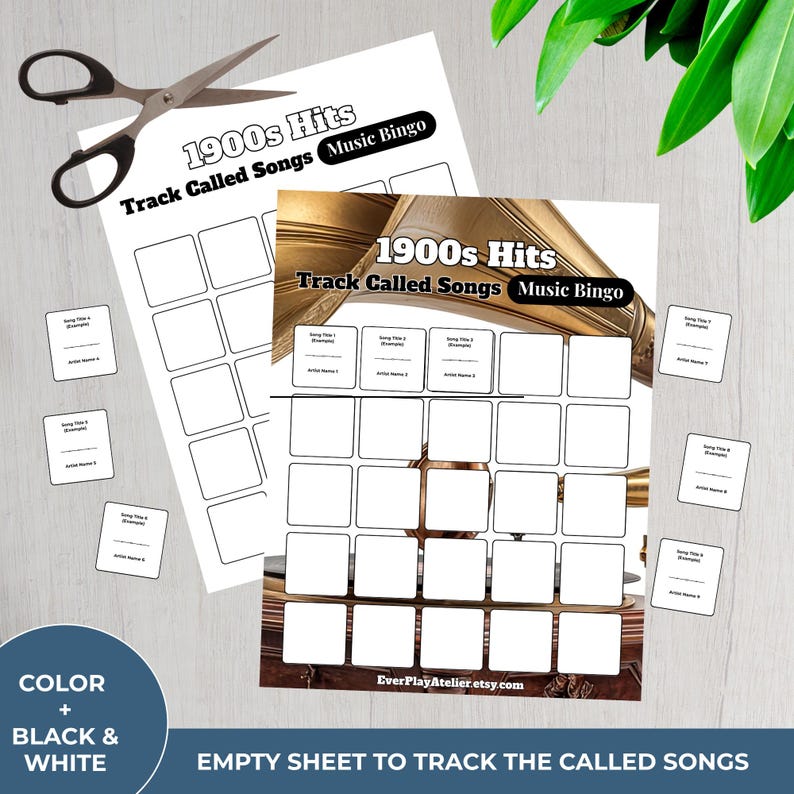 1900s MUSIC BINGO | 100 Printable Game Cards • 75 Songs • Spotify Playlist • Digital Download 画像 15
