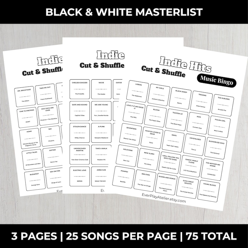 Indie Music Bingo Game | 100 Printable Cards + 75 Independent Songs & Spotify Playlist (Digital Download) image 14