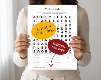 MEDIEVAL Word Search • Discover Hidden Message • Forward & Backward(!) Reading • Trivia Game • Printable Puzzle (Download)