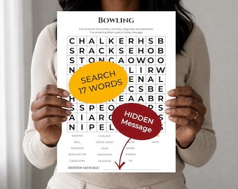 BOWLING Word Search • Discover Hidden Message • Forward & Backward(!) Reading • Trivia Game • Printable Puzzle (Download)