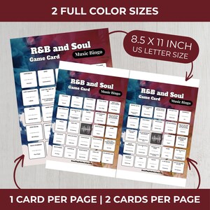 R&B + Soul • MUSIC BINGO Game • 100 Printable Cards • 75 Songs • Spotify Playlist (Digital Download) image 6