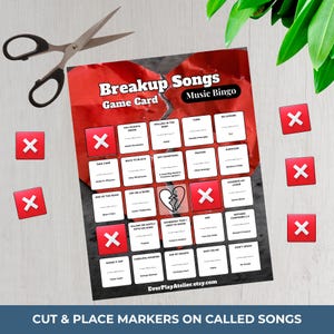 BREAKUP Music Bingo Game • 100 Printable Cards • 75 Songs • Spotify Playlist (included!) • Digital Download image 10