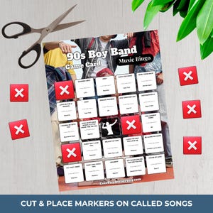 90s Boy Band MUSIC BINGO Game • 100 Cards • 75 Boyband Songs • Spotify Playlist (Download) bild 10