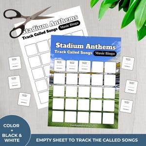 STADIUM ANTHEMS Music Bingo Game • 100 Printable Cards • 75 Songs • Spotify Playlist (Digital Download) image 7