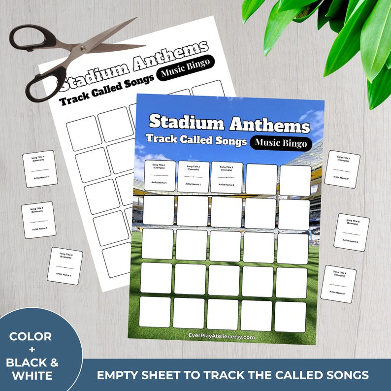 STADIUM ANTHEMS Music Bingo Game • 100 Printable Cards • 75 Songs • Spotify Playlist (Digital Download) image 7