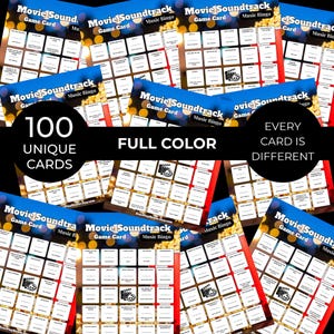 MOVIES SOUNDTRACK Music Bingo Game • 100 Printable Cards • 75 Songs • Spotify Playlist (Digital Download) bild 3