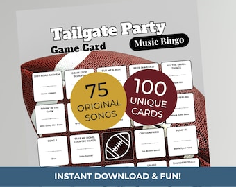 TAILGATE PARTY Music Bingo Game • 100 Printable Cards • 75 Songs • Spotify Playlist (Digital Download)
