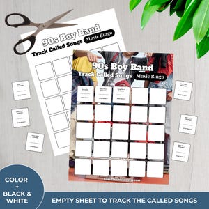 90s Boy Band MUSIC BINGO Game • 100 Cards • 75 Boyband Songs • Spotify Playlist (Download) bild 15