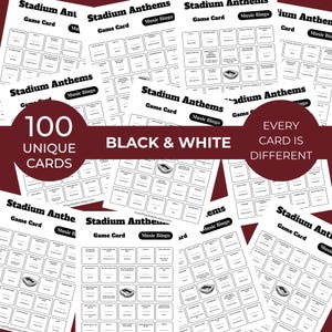 STADIUM ANTHEMS Music Bingo Game • 100 Printable Cards • 75 Songs • Spotify Playlist (Digital Download) image 5