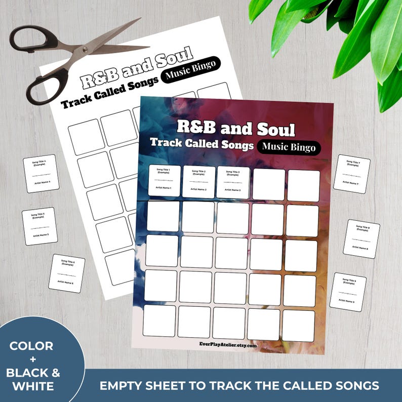 R&B + Soul • MUSIC BINGO Game • 100 Printable Cards • 75 Songs • Spotify Playlist (Digital Download) image 15