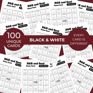 R&B + Soul • MUSIC BINGO Game • 100 Printable Cards • 75 Songs • Spotify Playlist (Digital Download) image 4