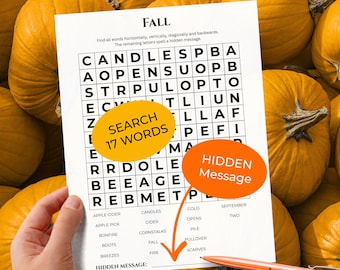FALL Word Search • Discover Hidden Message • Forward & Backward(!) Reading • Trivia Game • Printable Puzzle (Download)