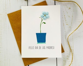 Spanish Mother's Day Card - Handmade Mother's Day Card - Feliz Dia de las Madres - For Mom - Flower - Spring