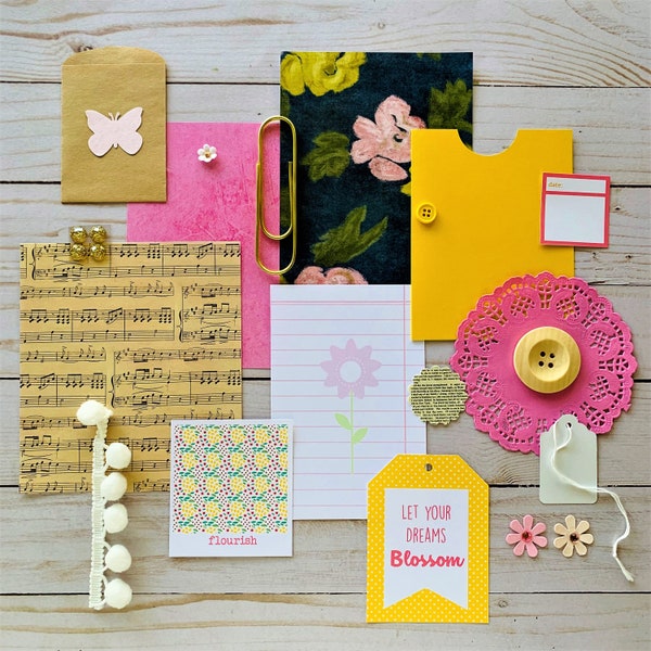 Spring Scrapbook/Journal Kit - Scrapbook kit - Ephemera Set - Paper Kit - 20 Pcs