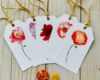 Set of 10 Flowers Gift Tags - Spring Gift Tags - Gift Tags For Wrapping - Scrapbook - Journal - Packaging