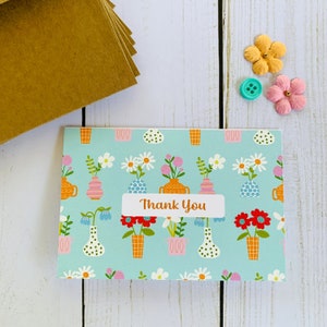Thank You Note Cards - Set of 10 Note Cards with envelopes - Handmade Stationery Set - Snail Mail - Thanks Cards - Flowers - Spring