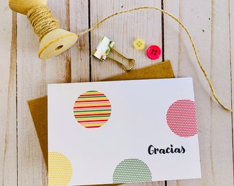 Set of 10 Spanish Thank You Note Cards with envelopes - Handmade Stationery Set - Snail Mail - Thanks Cards - Gracias