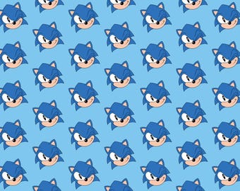 Tela de Sonic the Hedgehog, vendida por 1/2 yarda (corte continuo), tela de juegos clásicos, tela de videojuegos, tela de dibujos animados de anime, 100 % algodón
